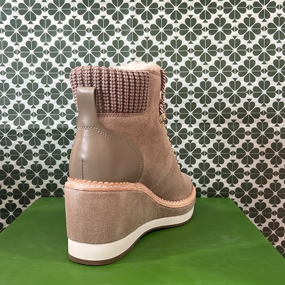 ♠️kate spade Willow Suede Wedge Booties, Rustic Brown NIB - Picture 13 of 16